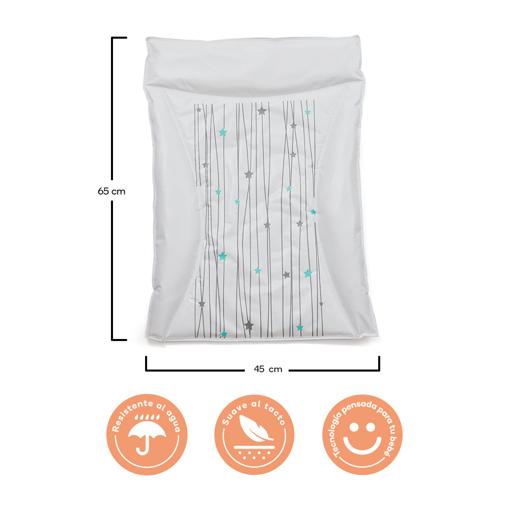 Cambiador acolchado para bebé-Blanco con estrellas-NubbaBebe